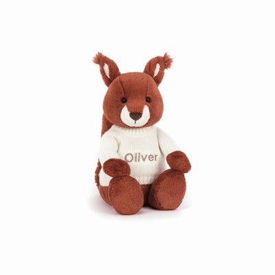 Jellycat Bashful Squirrel with Cream Jumper USA | 71054WOMH